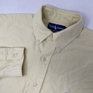 Ralph Lauren Men's 15.5 Yarmouth Yellow Cotton Oxford Long Sleeve Button Shirt